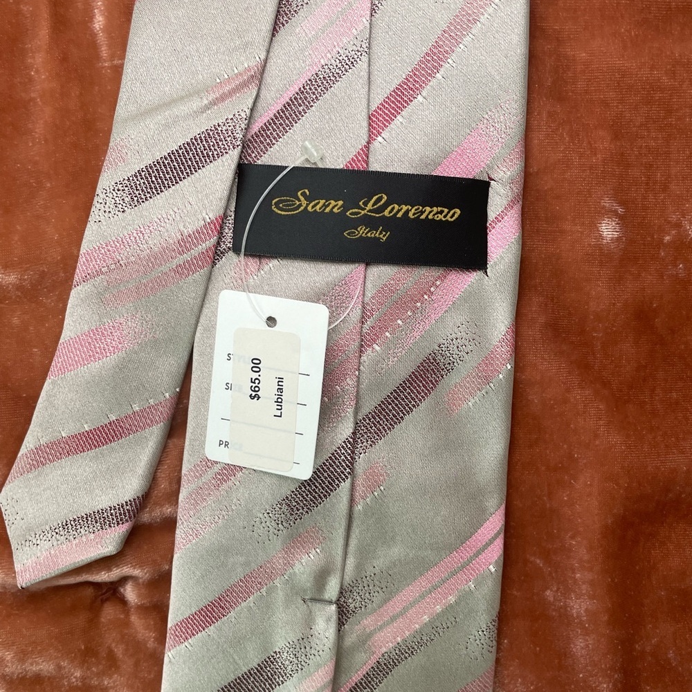 San Lorenzo | NWT 100% silk tie pastel stripes